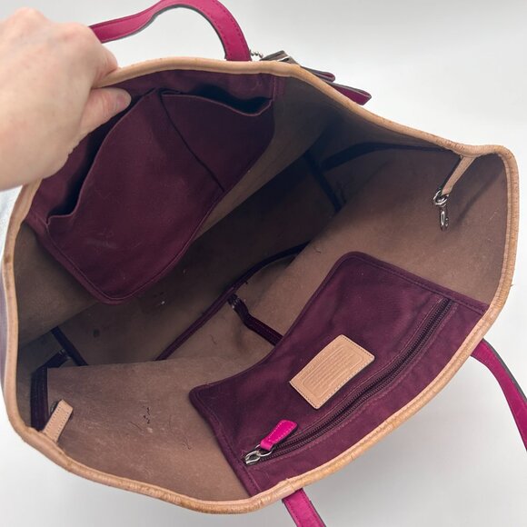 Coach Park Metro Patent Leather Large Tote Handbag Burgundy Red J1371-F25028 - Picture 5 of 16